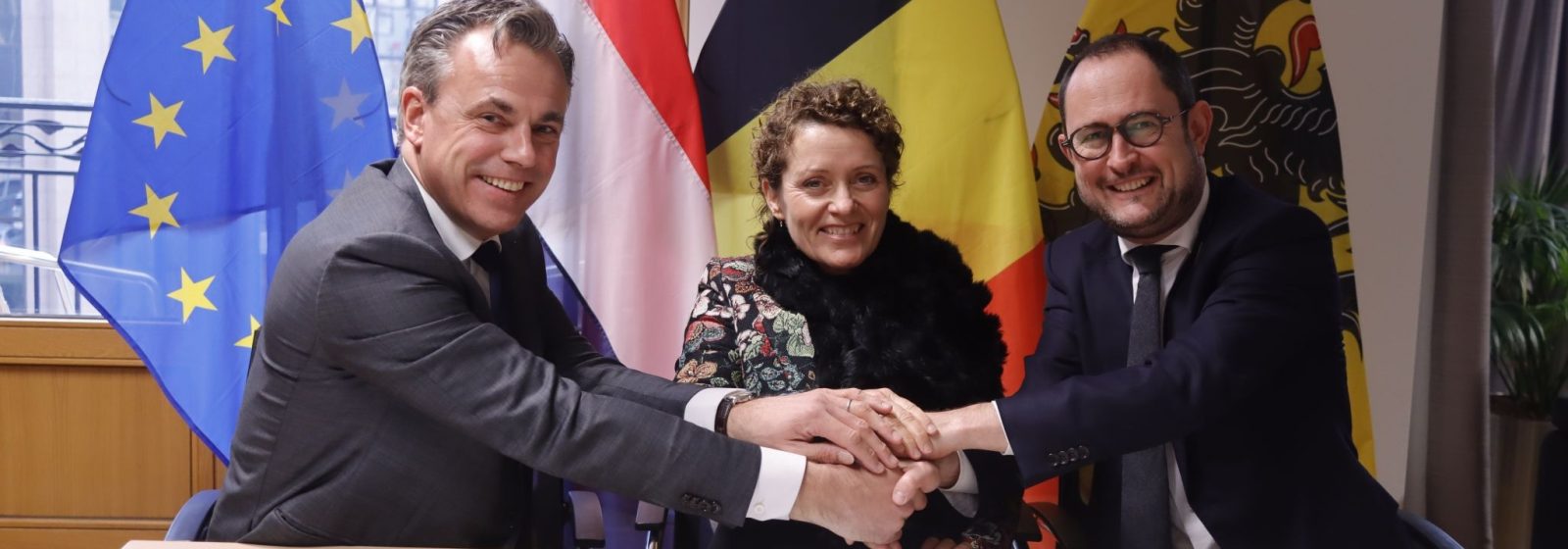 Ministers Mark Harbers, Lydia Peeters en Vincent Van Quickenborne