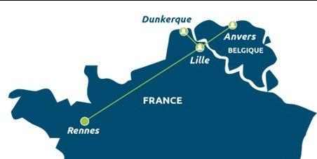 De multimodale verbinding tussen Rennes, Lille en Antwerpen